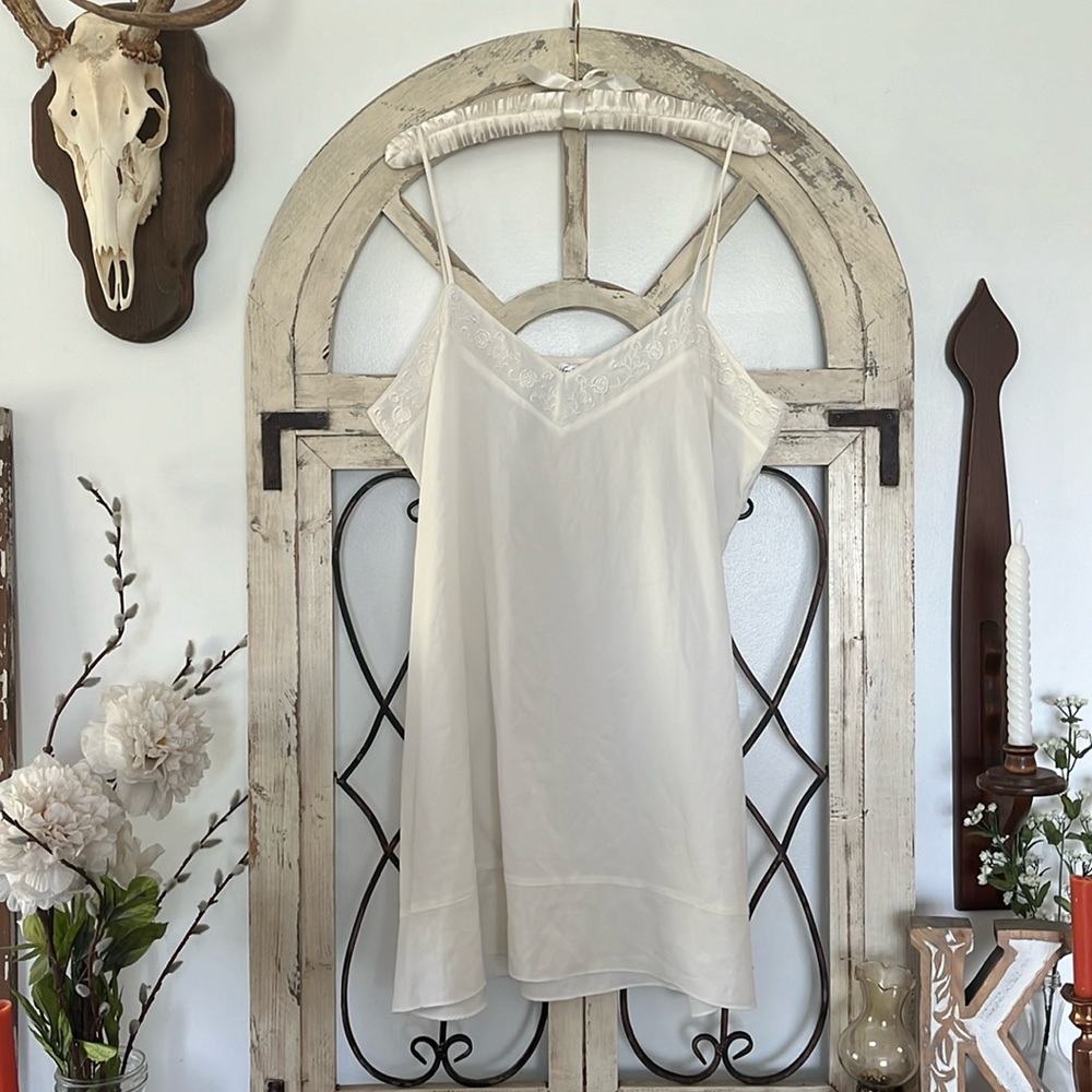 White Floral Embroidered Secret Treasures Slip Dress